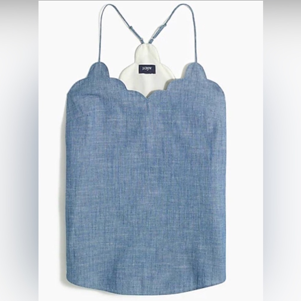 J. Crew Factory Chambray Scallop Tank - Size 2